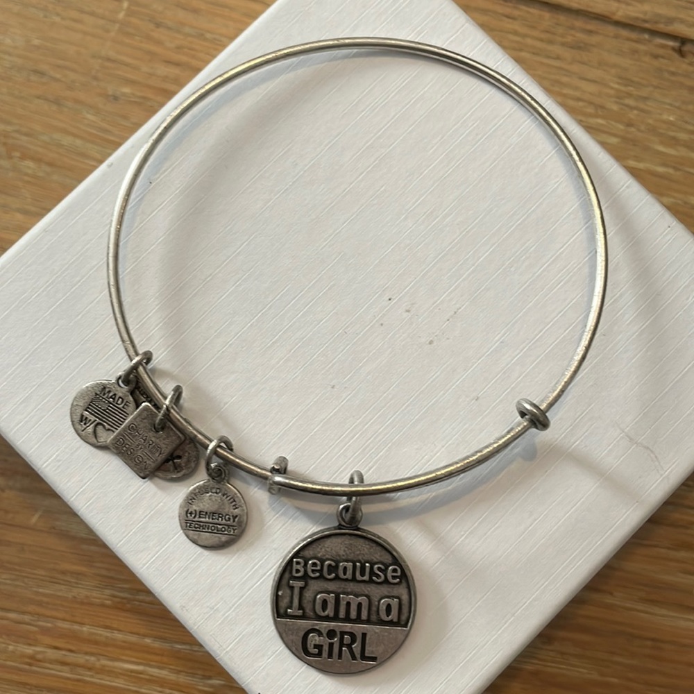 Alex and Ani Because I am a Girl Charm Bangle Silver Bracelet